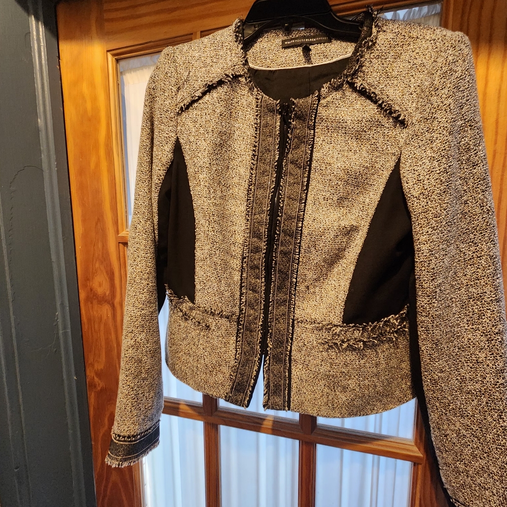 White House Black Market Black and Gray Tweed Blazer - Picture 2 of 5